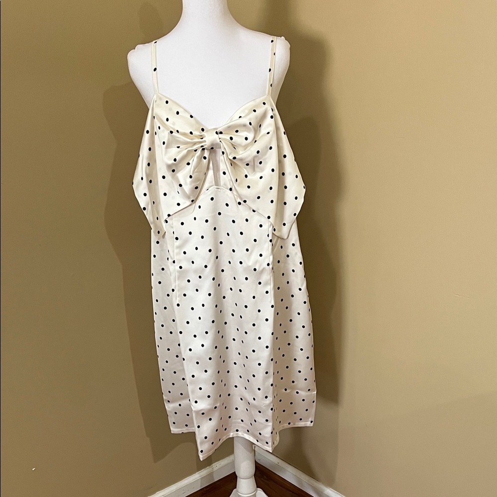 wild fable Cream Polka Dot Midi Dress